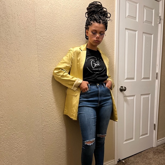 Gold Satin Blazer - Picture 5 of 6